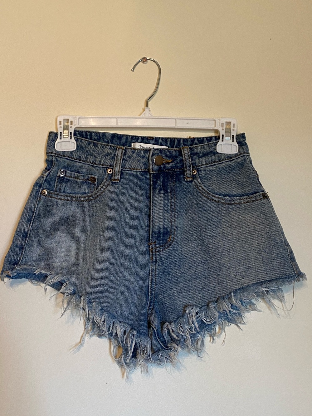 Mustard Seed Distressed High-Rise Jean Shorts — Light Blue